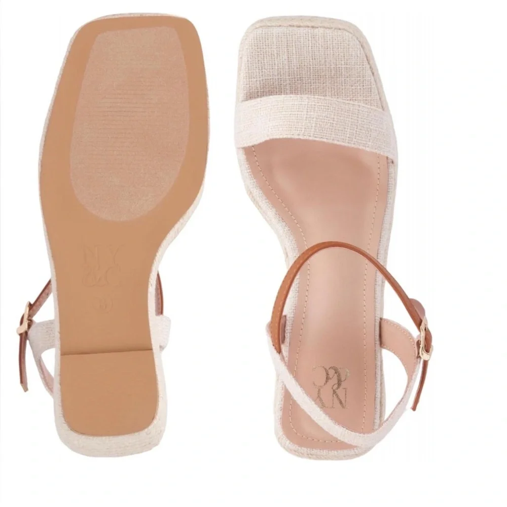 New York & Company Women's Unita Platform Wedge Sandal Natural/Tan